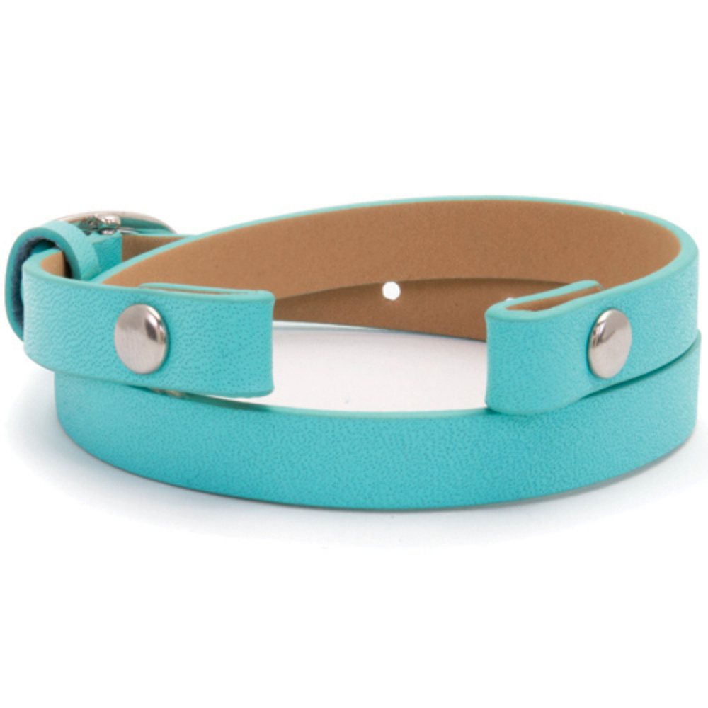 Aqua Leather Wrap Bracelet Origami Owl 6-7.25"